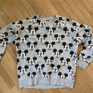Mickey Mouse Print Crewneck Sweatshirt